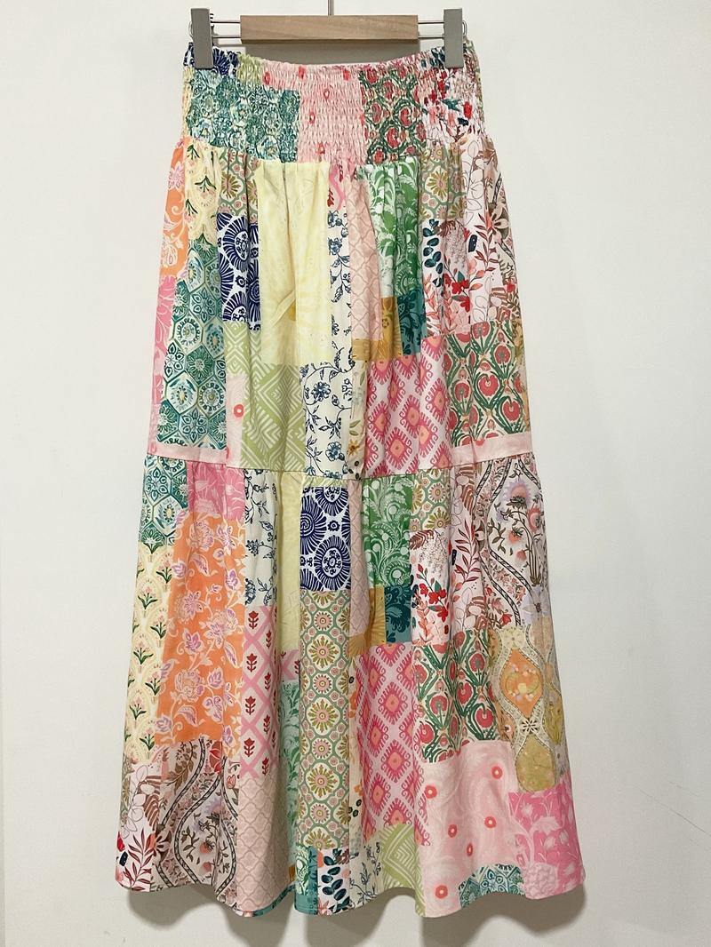 [Plus Size] All Over Floral Print Shirred Waist Flared Skirt, Boho Fashion Casual Long Skirt for Daily Holiday Vacation Wear, Boho Casual Skirts, Women's Bottoms for All Seasons