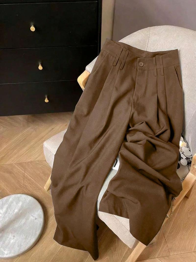 New Women's Long Pants, Minimalist High-End Wide Leggings, Loose Drapey Feel Slimming Casual Floor-Length Trousers