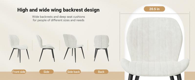 Dining Chairs Modern Velvet Dining Room Chairs Upholstered Dining Chairs with Thick Cushions Metal Legs Armless Back Chair for Kitchen and Living Room Cream