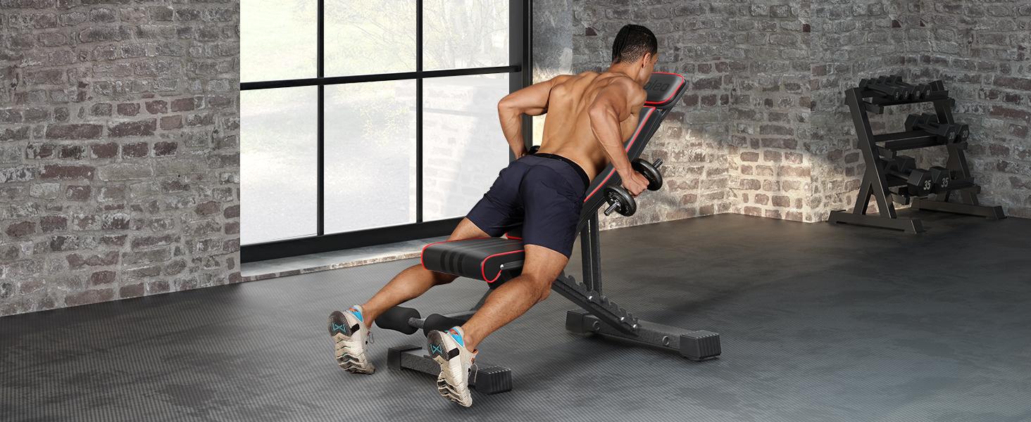 Yoleo Adjustable Weight Bench, Foldable Workout Bench for Home Gym Full Body Workout Strength Training, Incline Decline Flat Utility Bench with Quick Adjustment
