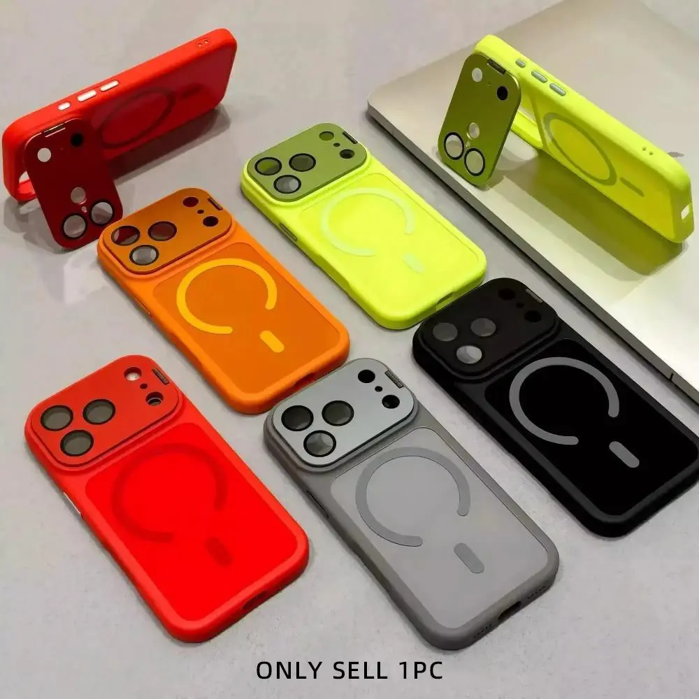 New Lens Cover Kickstand Matte MagneticPhone Case, Shockproof Large CameraWindow Cover For iPhone 12 13 14 15 16 17Promax/Pro/Plus projector 4k iphoone 17phone case iphone cases Casing#YJMBJTZJCXXYKBLACK