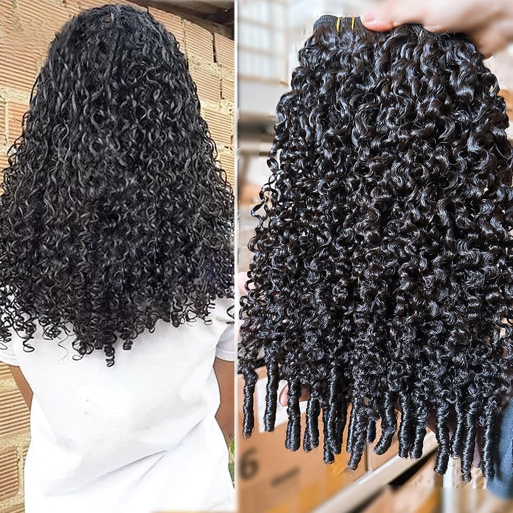 Karlami Hair Burmese Curly Bundles with Spriral End 3c4a Quick Weave Pixie Curly Bundles Human Hair 14-30inch Loose Deep Wave 100% Virgin Body Wave Bundles Sew in Extension Straight Bundles with 5x5 Closure Human Hair Bundles for Women Natural Black