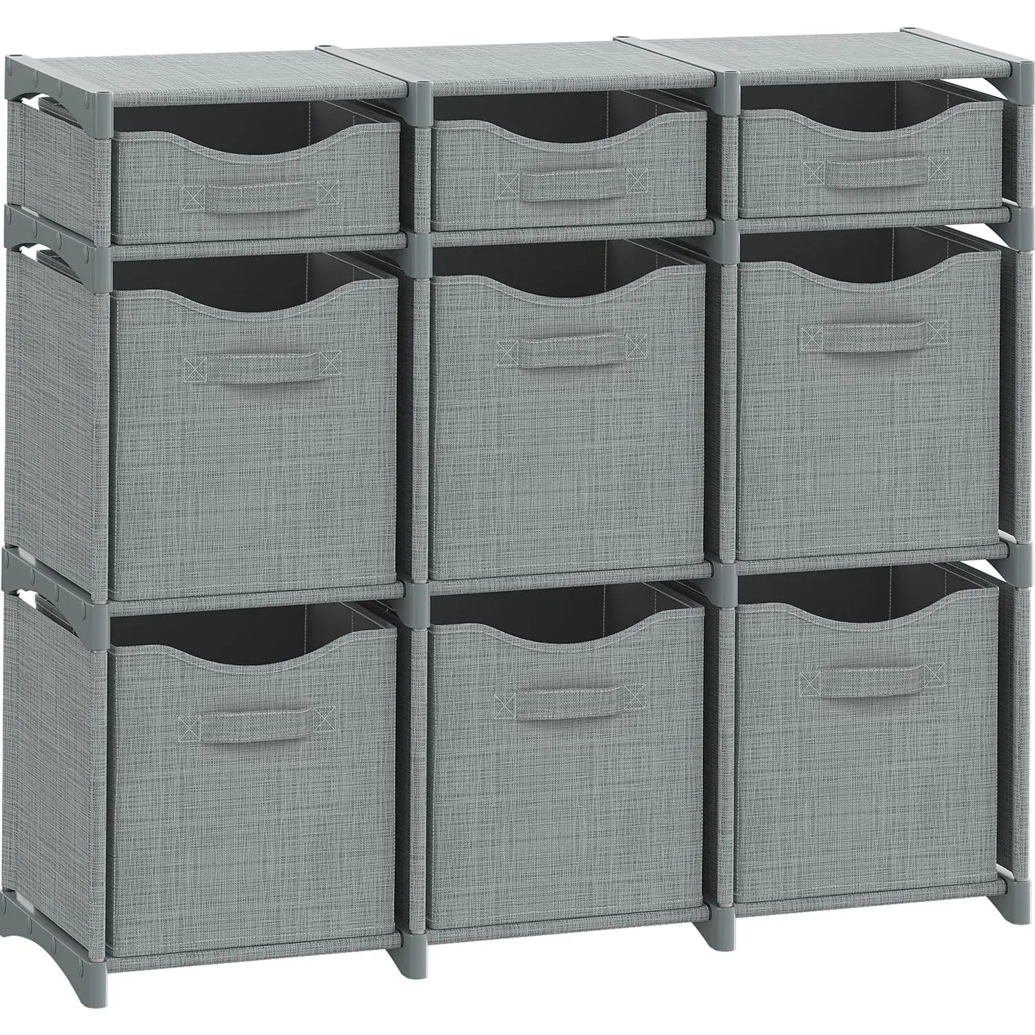Cube Storage Organizer with Storage Bins Included - The  Closet Organizers and Storage Solution. Includes 9 Storage Cubes,  For  Storage, Closet Storage, Clothes Storage (Grey)