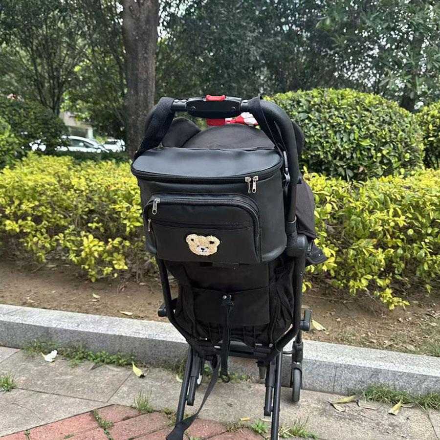 Cute Little Bear Stroller Storage Bag, Large Capacity Multi-Pocket Stroller Accessory, Convenient Baby Gear Organizer