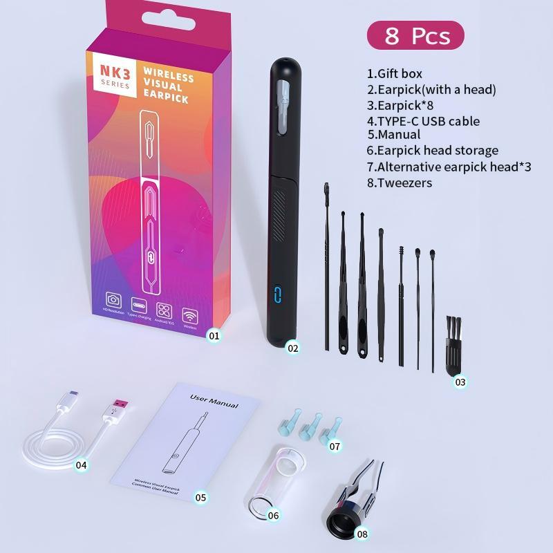Ear cleaning tool | Visual ear pick, Ear Cleaner Camera, with 5 replaceable silicone soft tips, USB charging cable, a good gift