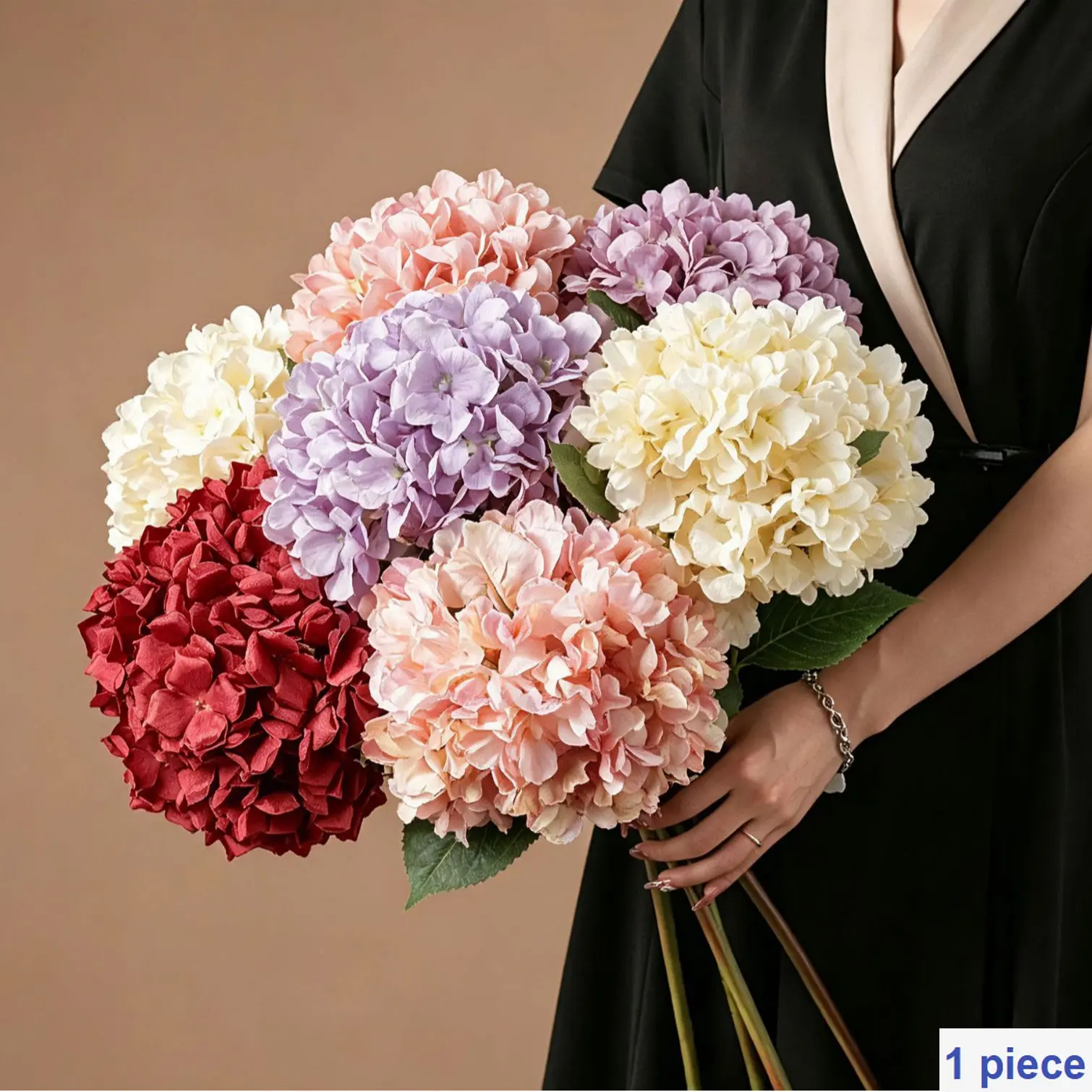 French Lollipop Hydrangea Artificial Flower, Full Bloom, Silk Material, No Watering, Easy Maintenance, Ideal for Home Decor, Weddings, Shops