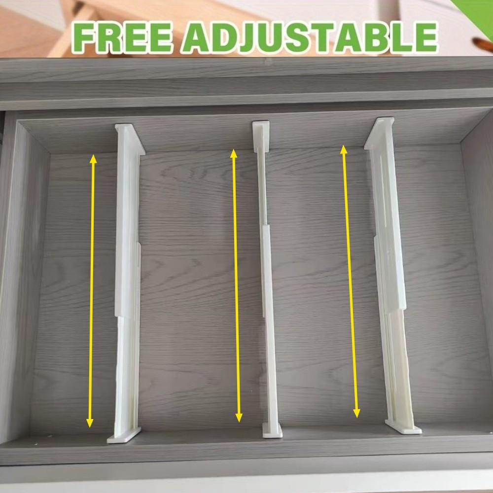 1 Pack Adjustable Expandable Drawer Divider, Plastic Slim Low-Profile Drawer Organizer, Easy Install Separator for Kitchen, Closet, Apartment, Dorm & Small Space Home Storage