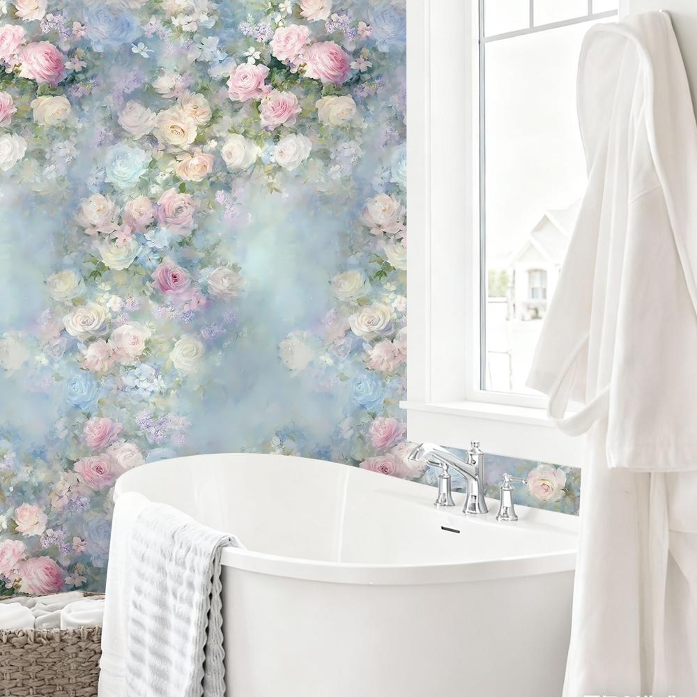 Tropical Floral Vinyl Wallpaper, Self-Adhesive Waterproof, Vibrant Oil Painting Design, Matte Finish, DIY Home Decor, Living Room, Bedroom, Office