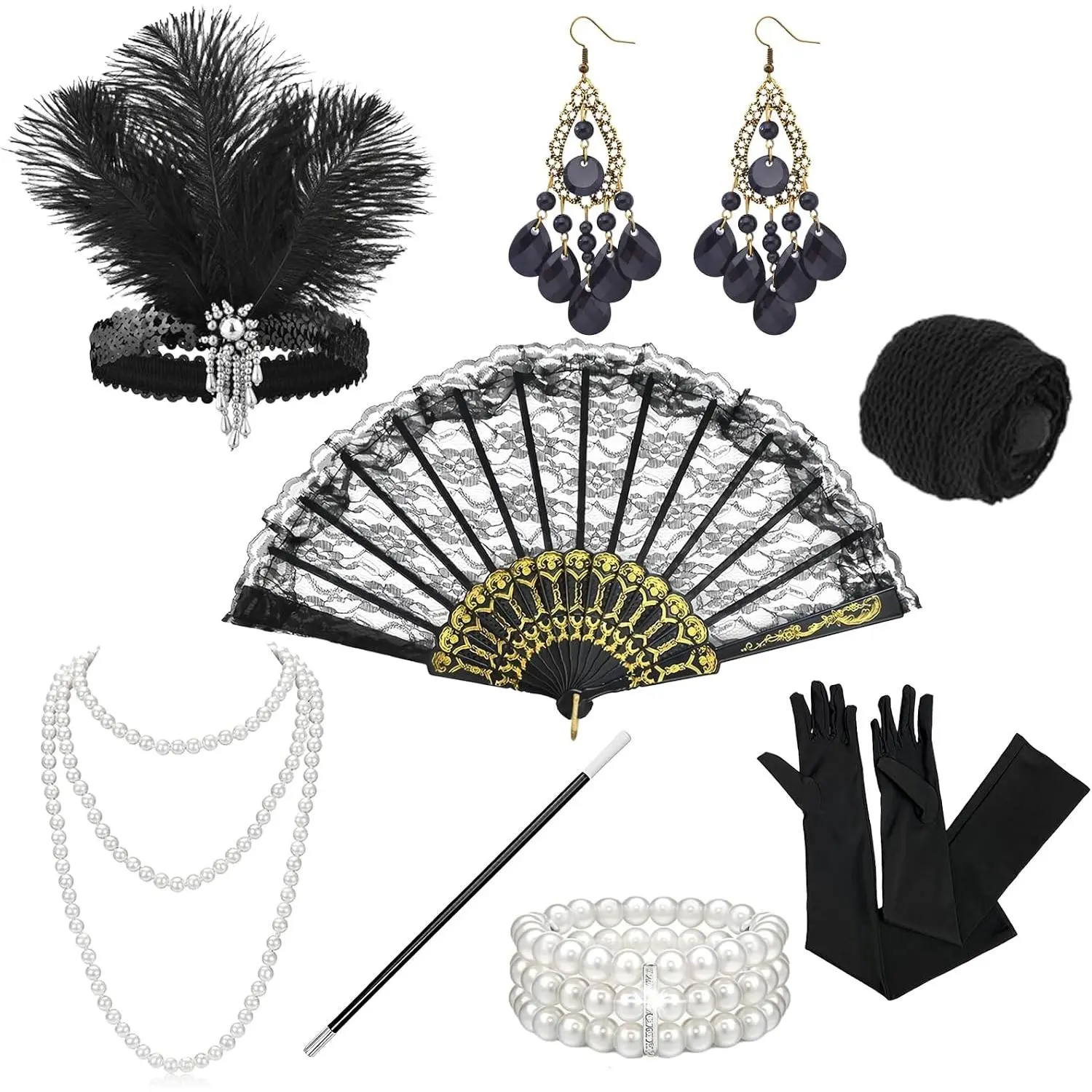 1920s Great Gatsby Accessories 8 PCS Roaring 20s Flapper Costumes for Women