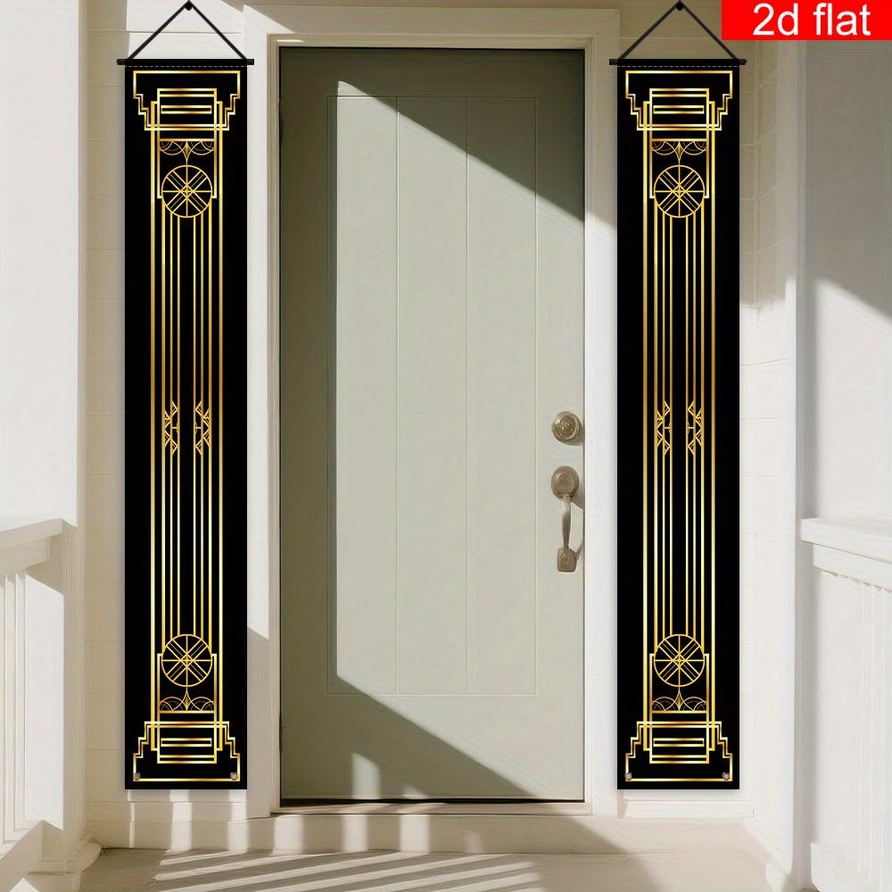 2D Polyester Party Decor Door Flag, Gold Art Deco Style, Vintage Luxury Welcome Banner, Wedding Birthday Party Door Decoration