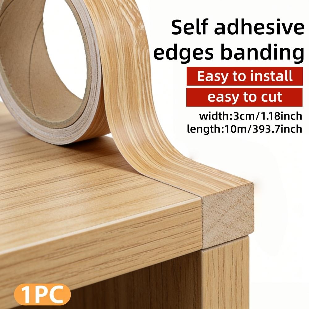 1pc 3cmx10m Self-adhesive Wood Grain Edges Banding Strip, Self-Adhesive PVC Furniture Edges Tape， Flexible Wood Grain Tape, Suitable for Cabinet Edges, Furniture, and Photo Frames