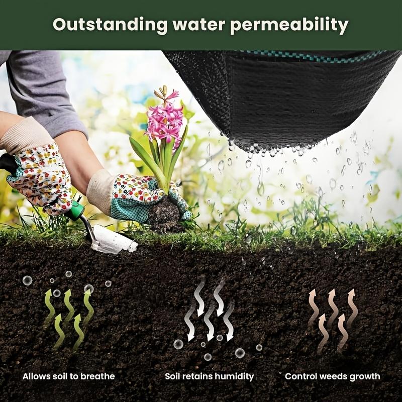 Weed Control Fabric, High Permeability, U-Shaped Nails and Pads, Garden Landscaping Driveway Gravel Pad, DIY Gardening Helper