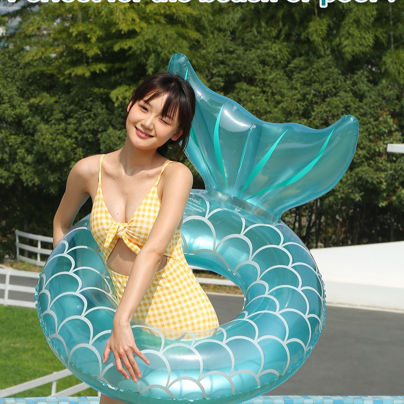 Mermaid Tail Pool Float, Cute Fun Swimming Ring, Outdoor Pool and Beach Use, Party Floating Circle, 1 Piece Pack