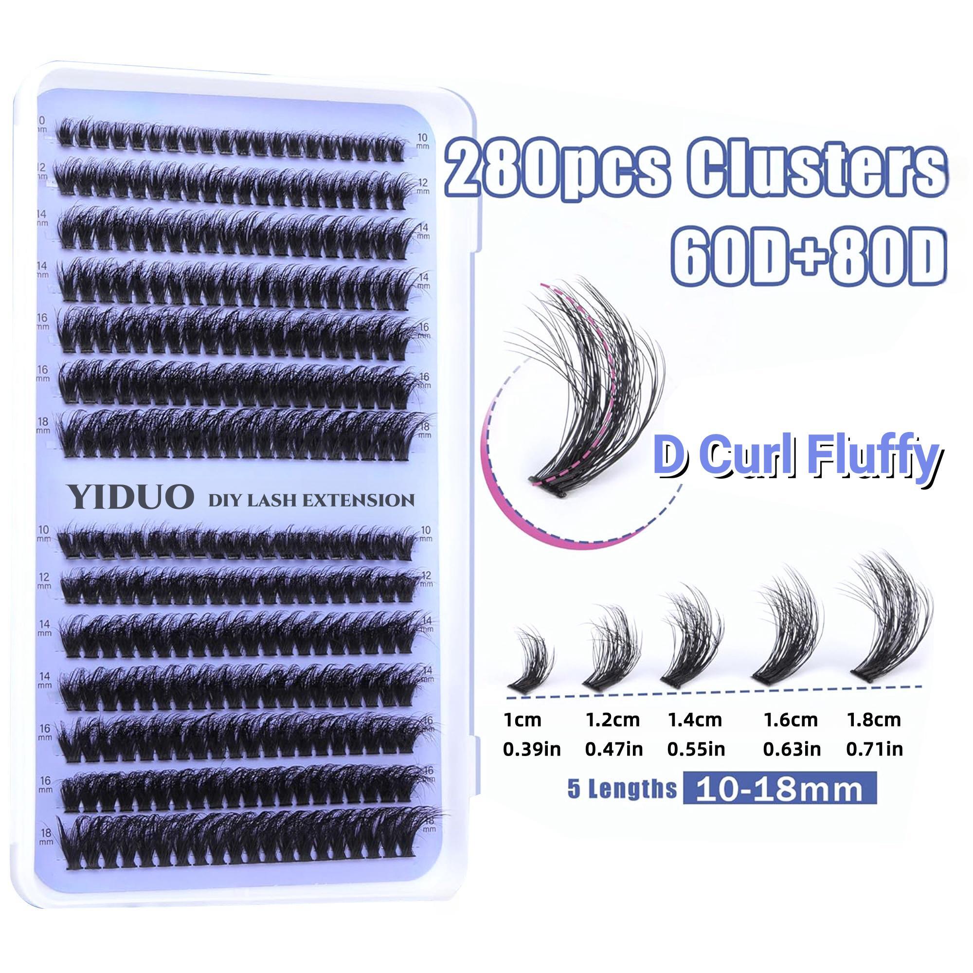 Summer Natural Look Lash Clusters Extensions Set, DIY Cluster Lash, Volume False Eyelashes & Eyelash Tweezers & Eyelash Glue & Lash Remover, Professional Makeup Accessories for Women, Back To School Lashes Extension Kit