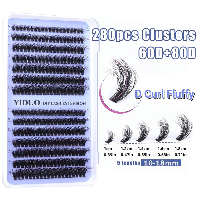 Summer Natural Look Lash Clusters Extensions Set, DIY Cluster Lash, Volume False Eyelashes & Eyelash Tweezers & Eyelash Glue & Lash Remover, Professional Makeup Accessories for Women, Back To School Lashes Extension Kit