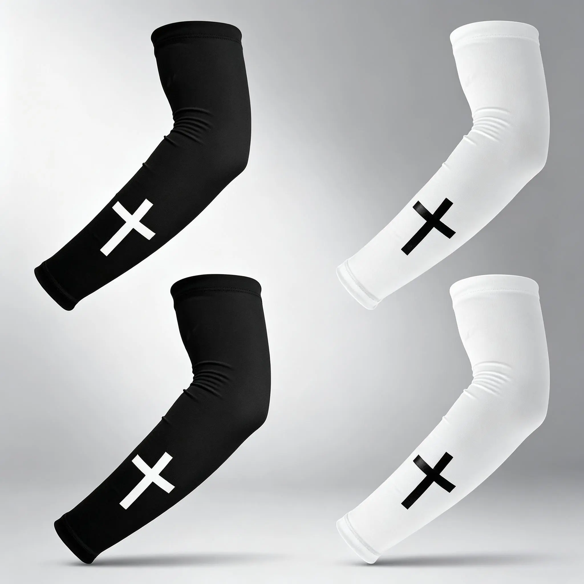 Cross Pattern Compression Cooling Arm Sleeves,2 Pairs,Polyester Sweat Wicking & Elastic Support Design,Unisex Sports Arm Guards For Football Basketball Baseball Running Cycling Training,Athletic Sun Protection Arm Covers For Daily Outdoor Workout Use