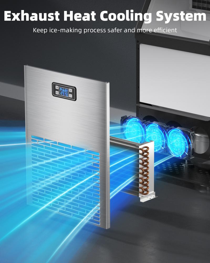 COWSAR Commercial Ice Maker  V2.0, 100 lbs, 2-Way Add Water, Large Ice Maker Self Cleaning, Ice Machine with 24 Hour Timer,33 lbs Basket, Stainless Steel Ice Makers for School, Home, Bar, RV