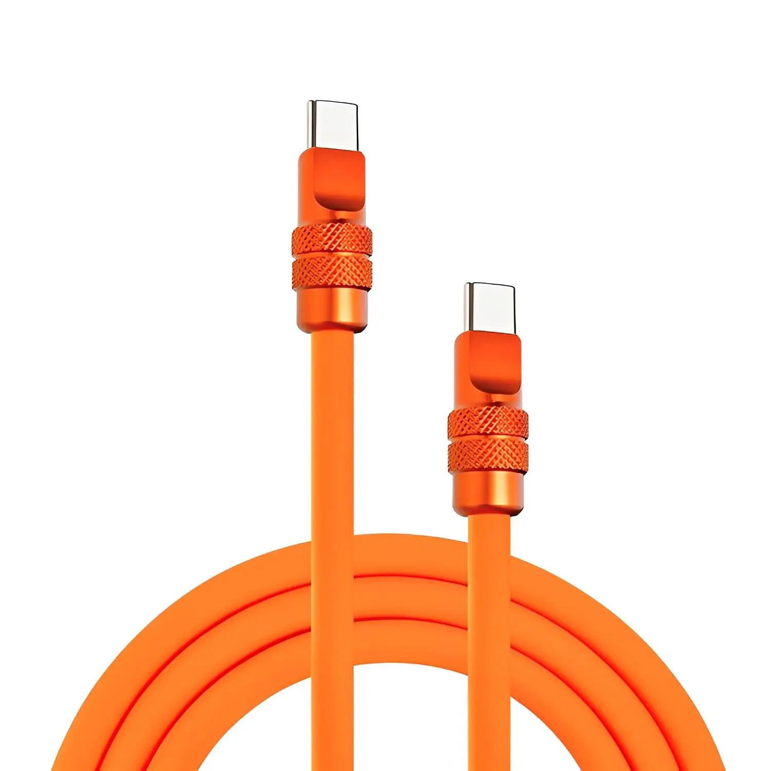 240W     USB C , Orange, 3.3FT | Reflective Anodized Finish, 6mm Extra Thick, 480Mbps Data Transfer, E-Marker Safety Chip, 45,000+ Bend Tested
