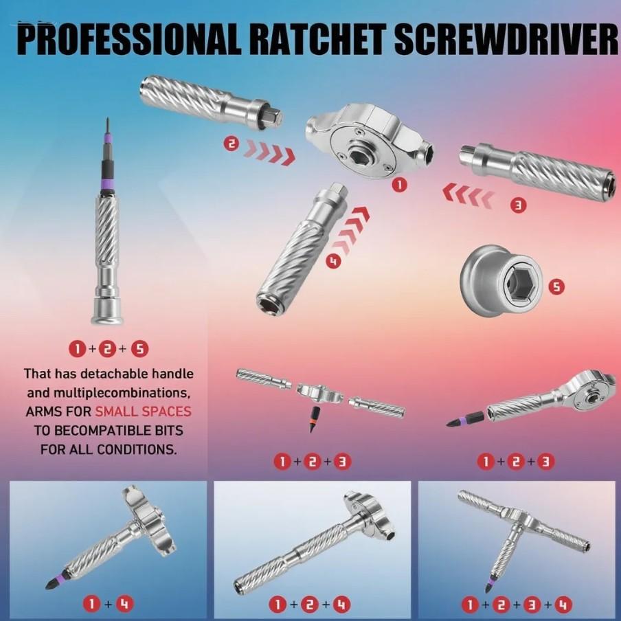 66-In-1 Magnetic Screwdriver Set, S2 Steel Ratchet Screwdriver Kit, Flexible Shaft DIY Combo, Ideal for Bike, Furniture, Precision Electronics Repair Tools