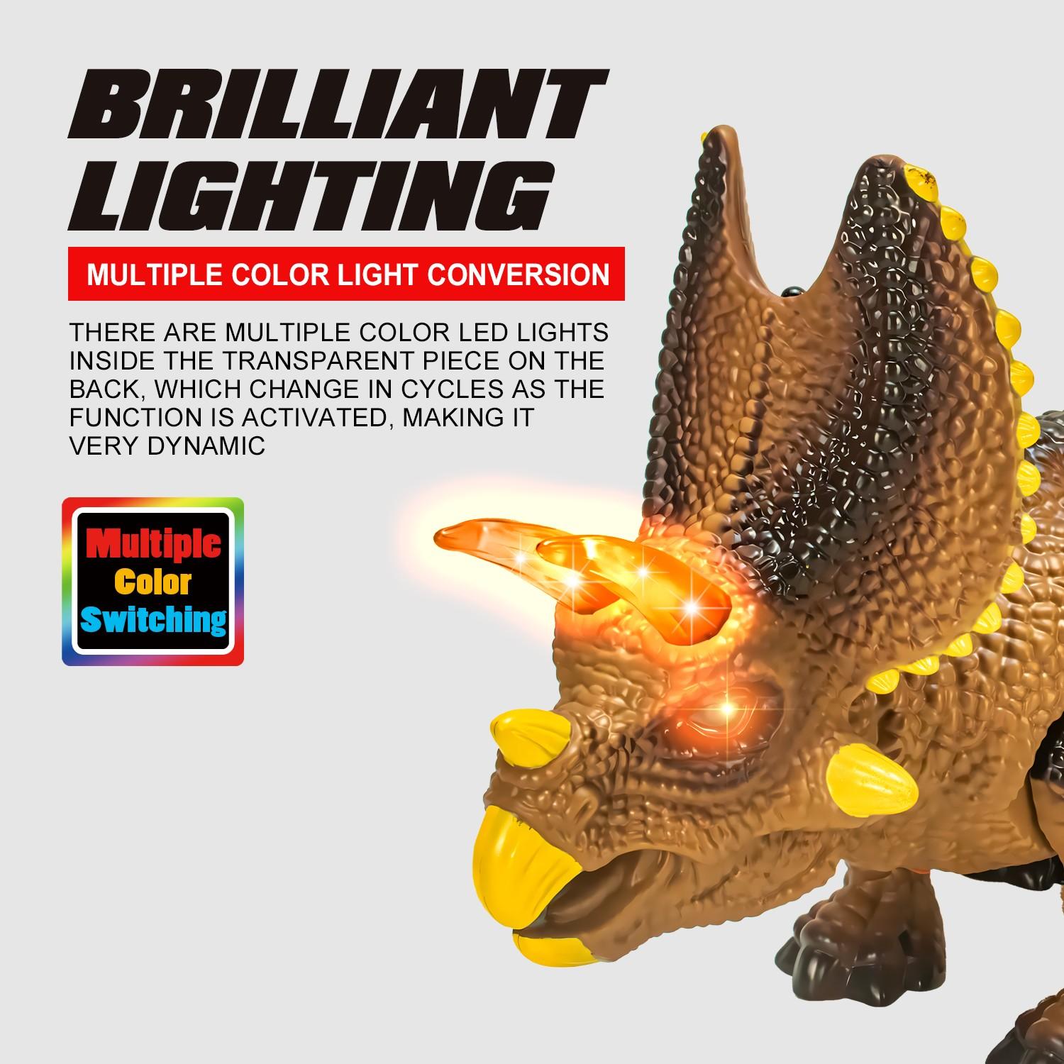 Remote Control Dinosaur Toy, Trike Sound Walking with Lights, Unisex Gift for Boys Ages 3-6, Requires Aa Batteries (not Included)