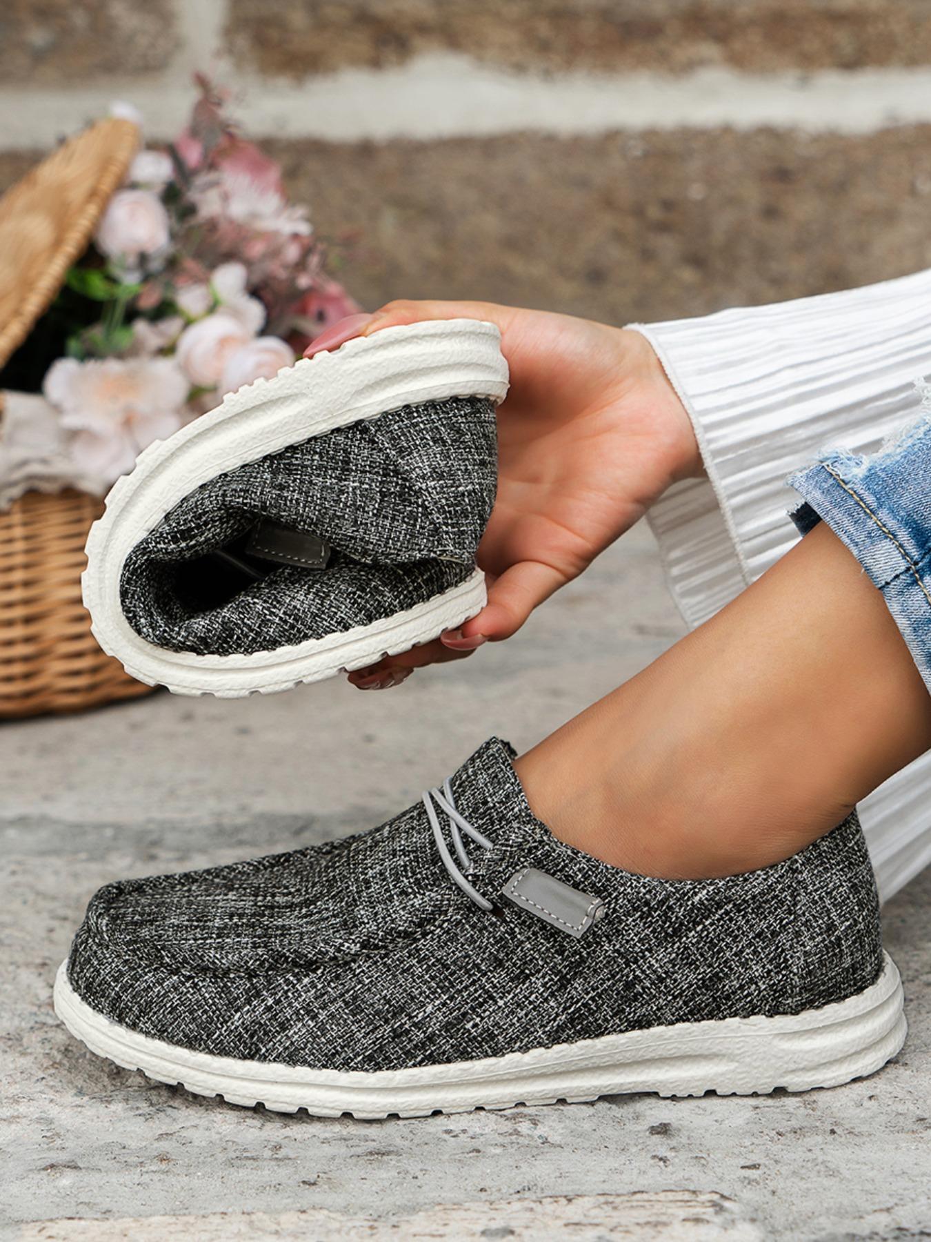 Women's Fashionable Plain Color Round Toe Slip on Sneakers, Lightweight Breathable Comfortable Lace-up Flats Shoes, Casual Comfortable Sports Walking Shoes, Casual Trendy Flat