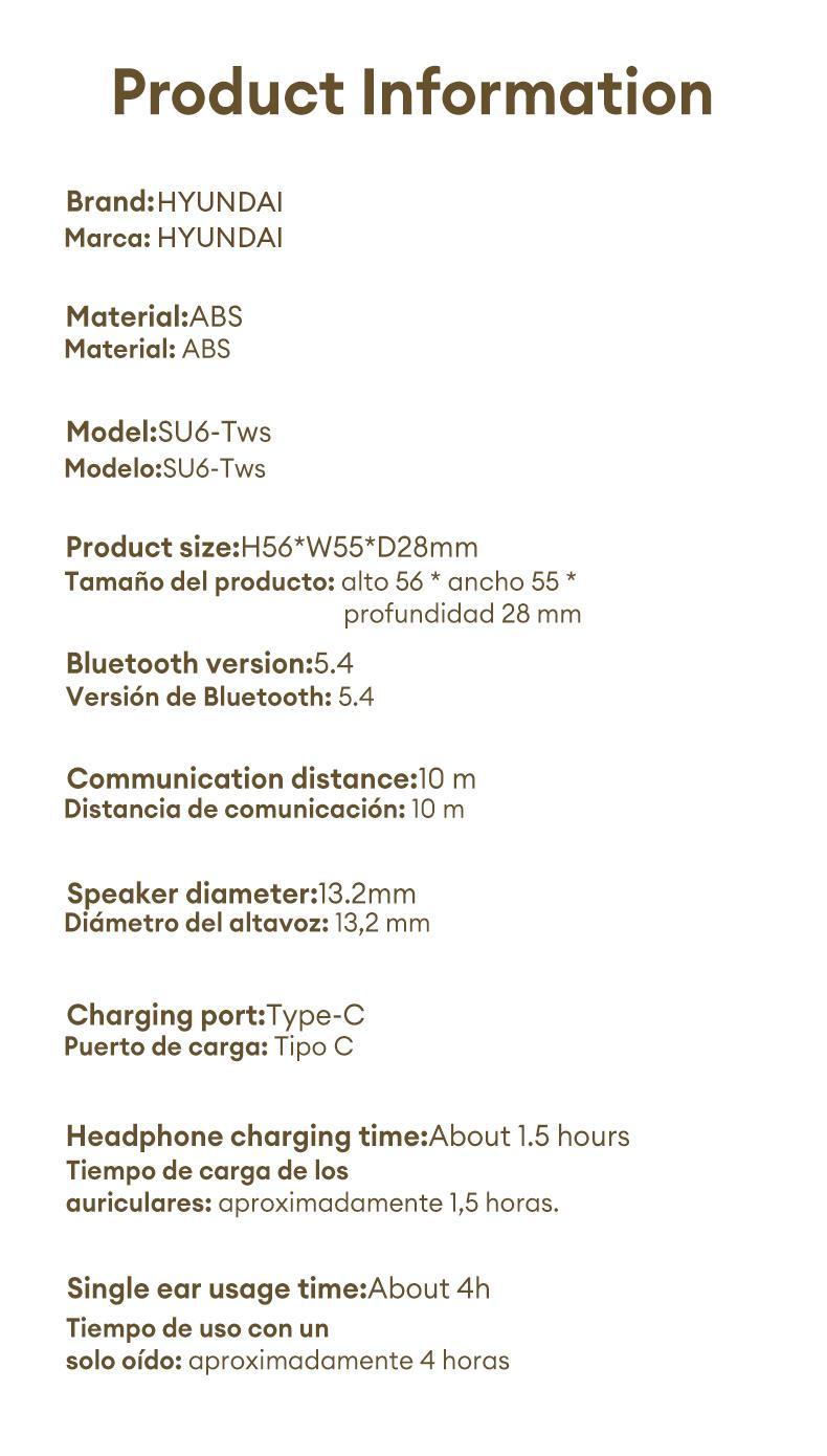 HYUNDAI SU6 TWS Bluetooth Remote Control Earbuds for Short Videos Viewing & Camera Remote HIFI Stereo Audio Headphones Compatible with Various System Electronic Headset