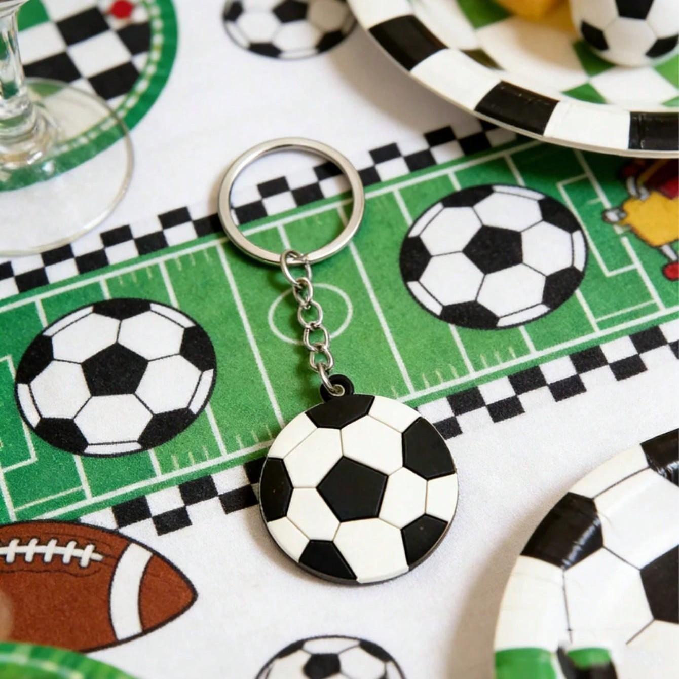 Football Party Gift Set, Includes Silicone Wristband and Keychain, Football Champion Wristband Set, Perfect for Parties and Matches
