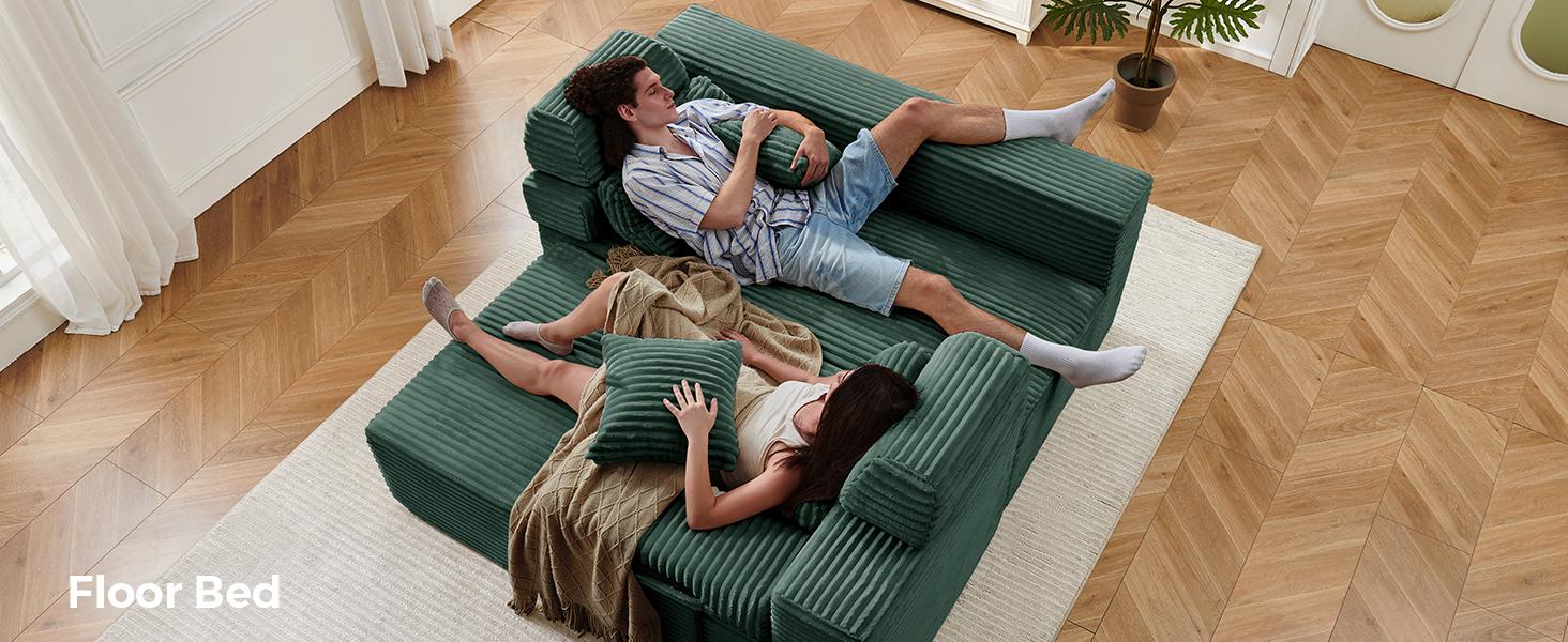 【2 Packages Shipping】104" Modular Sectional Couch with Chaise, L-Shape Oversized Cloud sofa Couch,Corduroy Cloud Velvet Boneless Couch for Living Room, Sofa in A Box, No Assembly Required