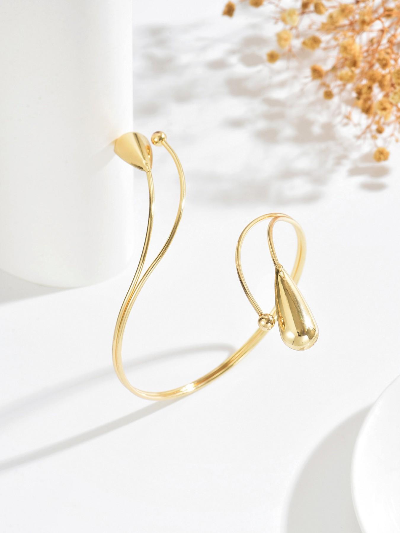 1 Pc Bohemian Vintage-Style Arm Cuff/Armband: Unique, Irregular Teardrop Open Design with Adjustable Fit. Suitable for Women—Perfect for Daily Wear, Vacations, Parties, Proms, Music Festivals, Banquets, and Weddings.