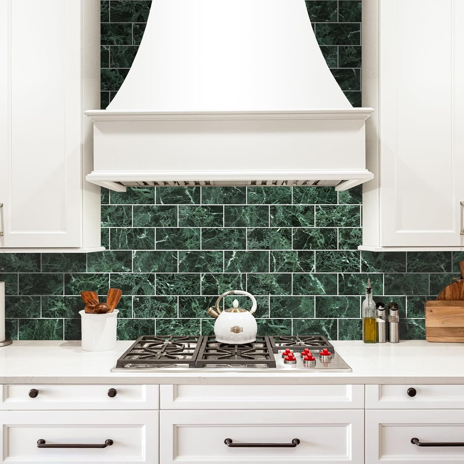 Vamos Tile 100-Pieces Peel and Stick Backsplash, 3" x 6" PVC Aluminium Wall Tile, Stick on Backsplash for Kitchen/Bathroom/Fireplace, Home Modern