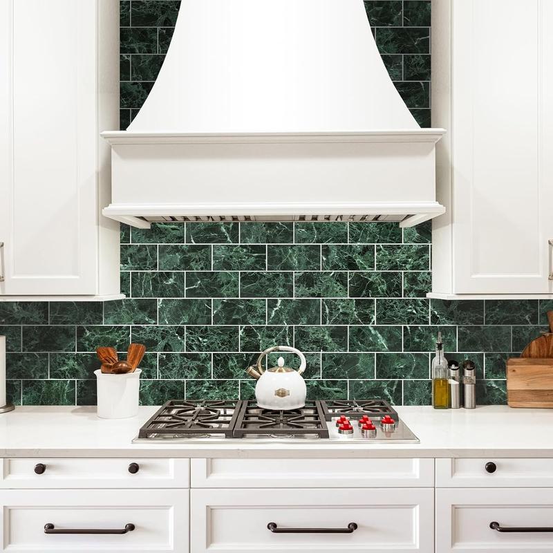 Vamos Tile 100-Pieces Peel and Stick Backsplash, 3" x 6" PVC Aluminium Wall Tile, Stick on Backsplash for Kitchen/Bathroom/Fireplace, Home Modern