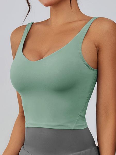 Women's Solid Sports Bra, Sporty Wide Strap Lingerie Top for Tennis Pickleball, Gym Clothes, Women's Athletic Clothing for Indoor Outdoor Wear