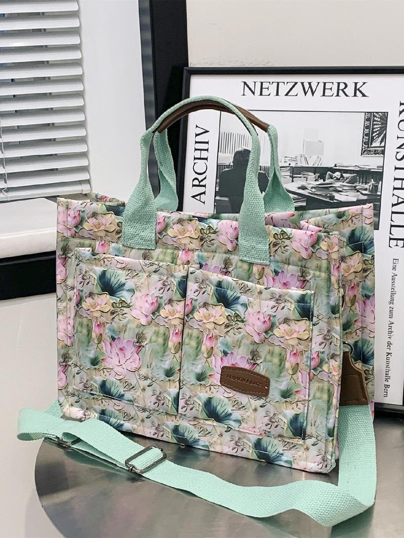 Women's Cute Strawberry Pattern Tote Bag, Fashionable Large Capacity Crossbody Bag for Daily & Work Use, Casual Versatile Commuting Handbag for Women & Girls, Trail Sport Bag