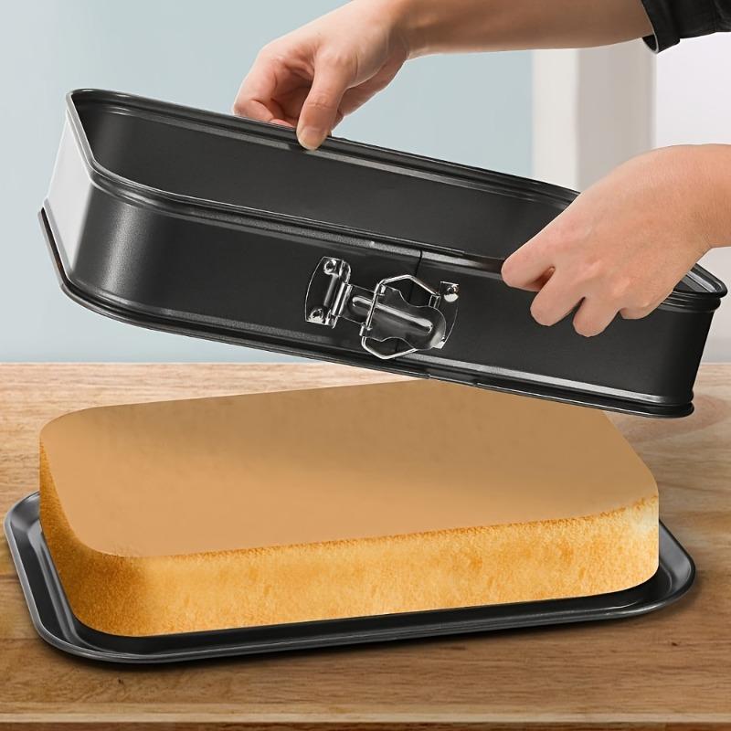 Baking artifact leak-proof rectangular cake tray: non-stick easy release| Professional grade carbon steel Easy to make perfect cheesecake Oven dishwasher safe