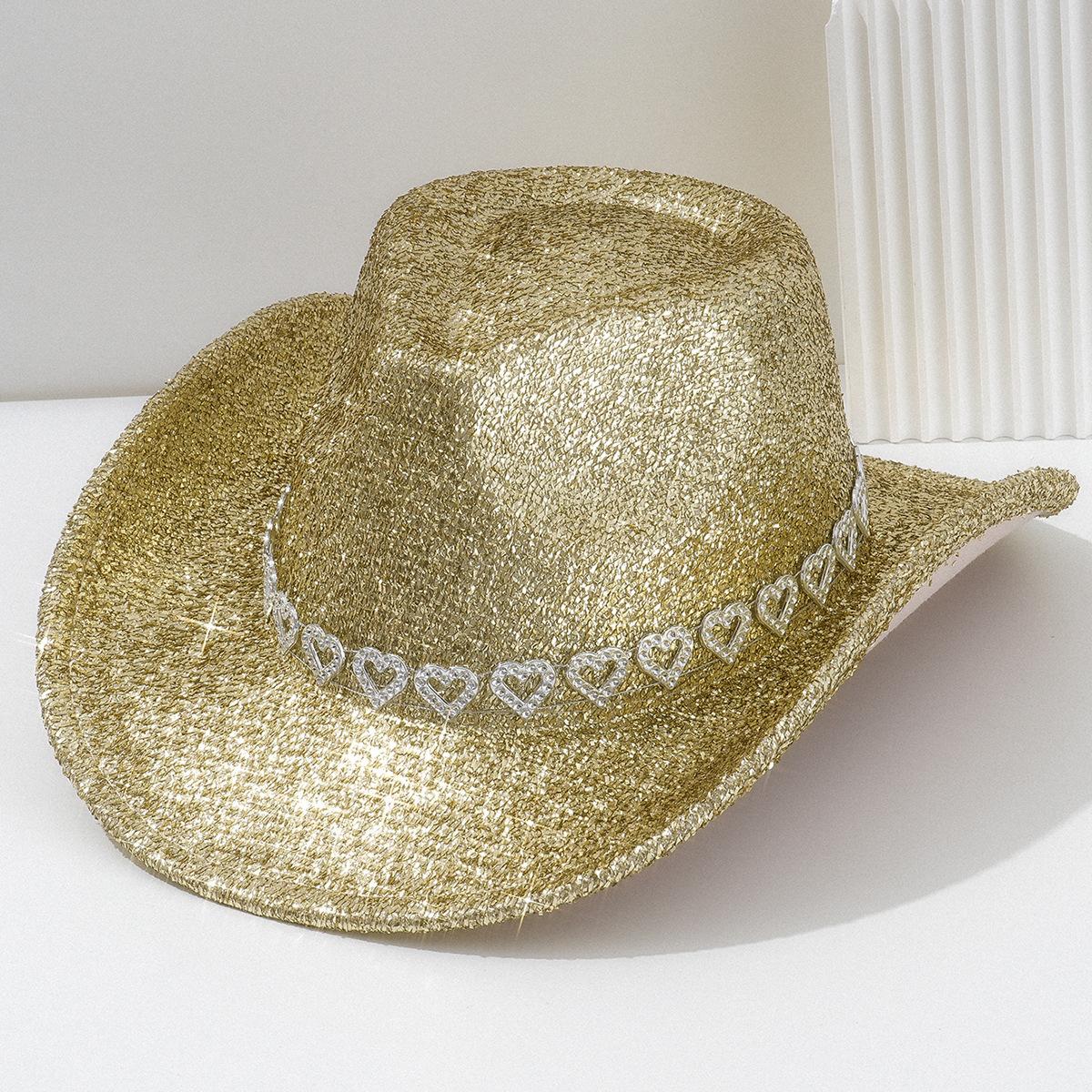 Y2K Sweet Cool Spice Girl Wind Pink Glitter Love Rhinestone Cowboy Hat Music Festival Birthday Party Concave Styling ArtifactSpeedy Smarts