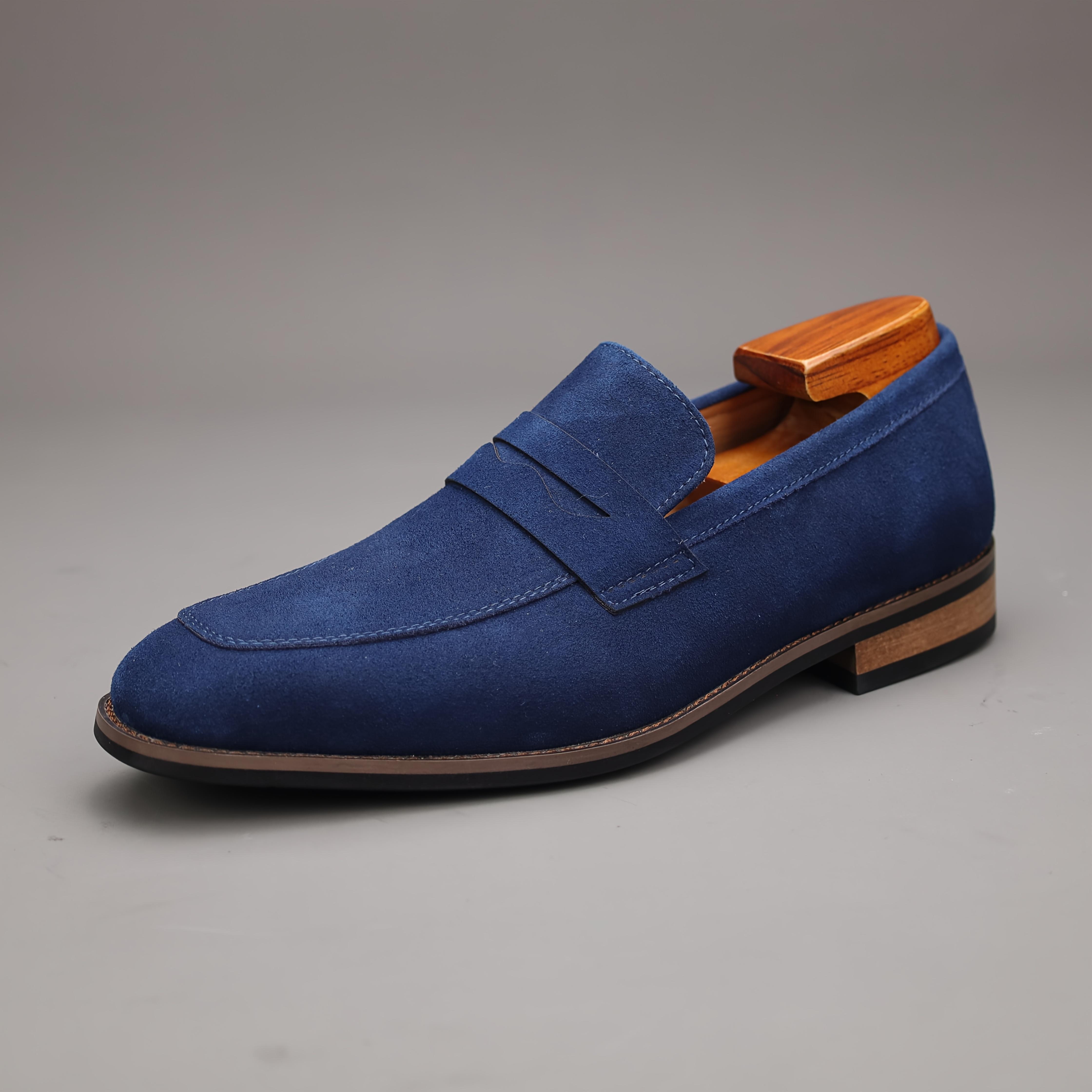 Men's Top Grain Cow Upper Slip On Penny Loafer Shoes, Elegant Comfy Non Slip Rubber Sole Dress Shoes, Men's Footwear,Real Shoes,size7-14
