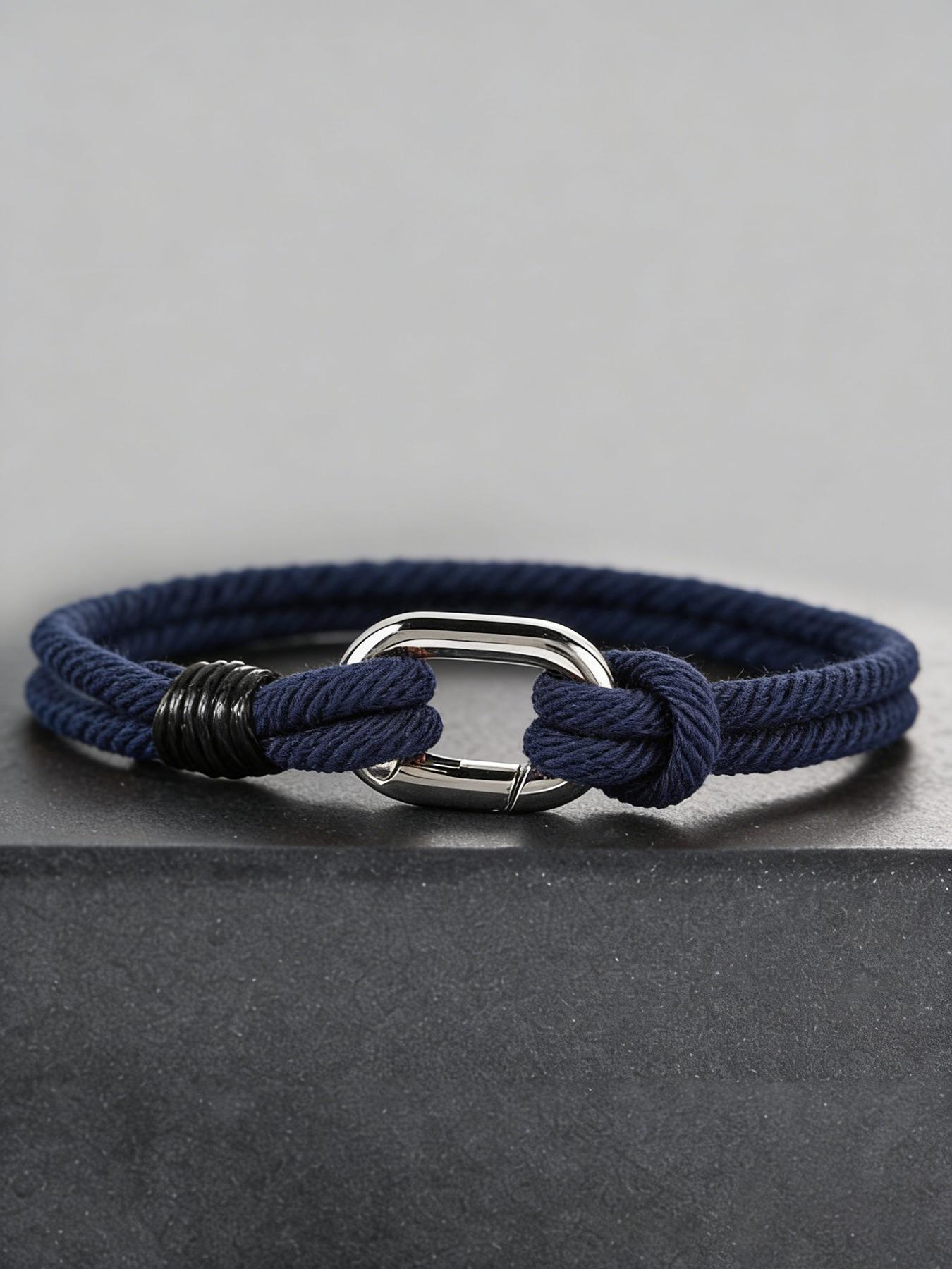 Men's Braided Rope Bracelet, Minimalist Nautical Style, Adjustable Buckle, Durable Handmade Knot Wristband, Daily Wear, Fitness Gift
