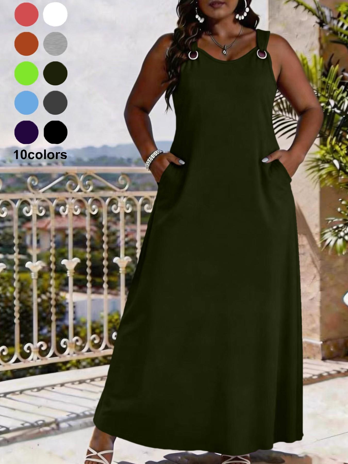 Elegant V Neck Sleeveless Dress for Women, Casual Loose-Fit Camouflage Pattern, Perfect for Daily Outings, Beach Parties, Summer Fashion Womenswear