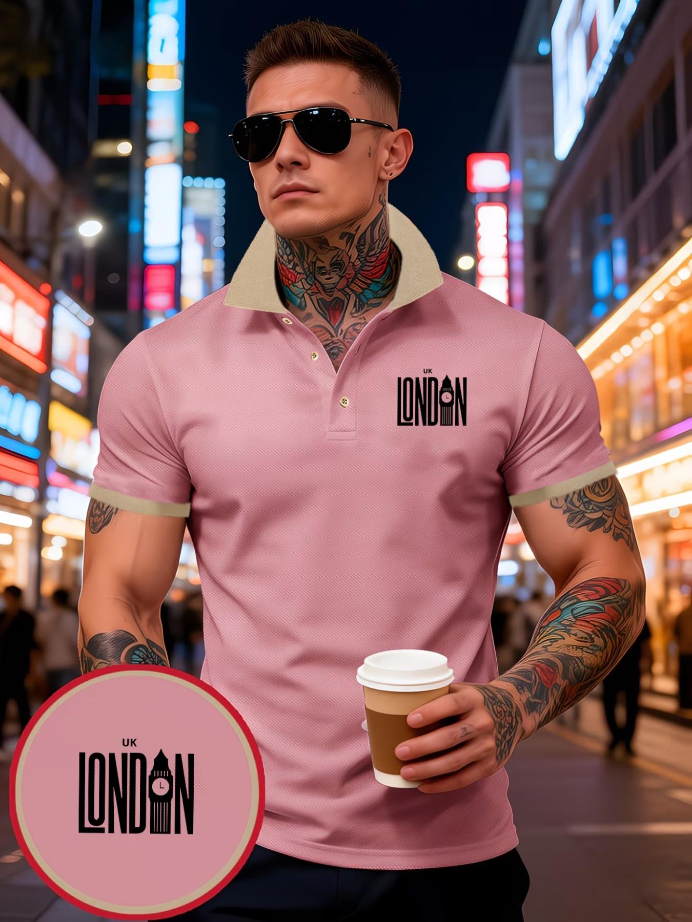 Men's Summer Trendy Colorblock Collared Short Sleeve Polo Shirt, Fashionable Slim Fit, Best Choice for Men, Stylish and Comfortable