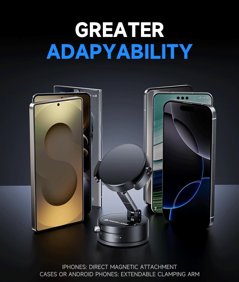 MAGIC JOHN Upgraded Magnetic Phone Holder with 360° Rotation, Strong Magnet, Foldable and Portable Design, Perfect for Cars, Glass, Gyms, and Other Smooth Surfaces