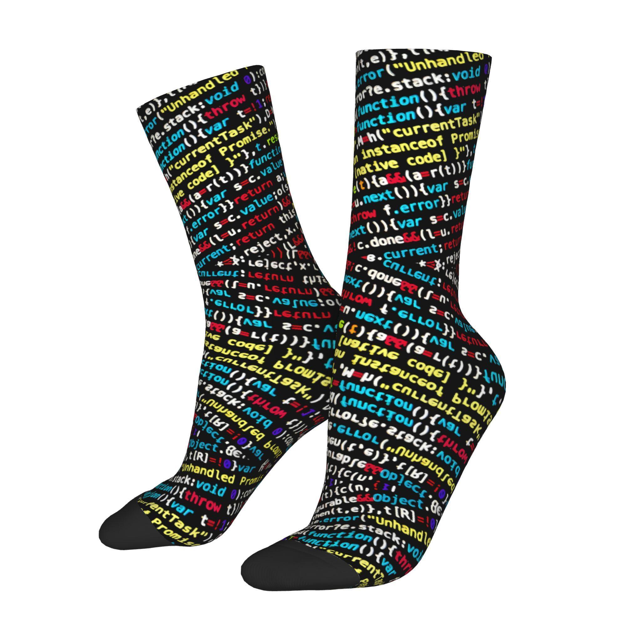 Men' Linux & Python Coding-Themed Full-Body Print Sock - Tech Gift for Programmers, Casual Wear for Conventions & Daily Use -