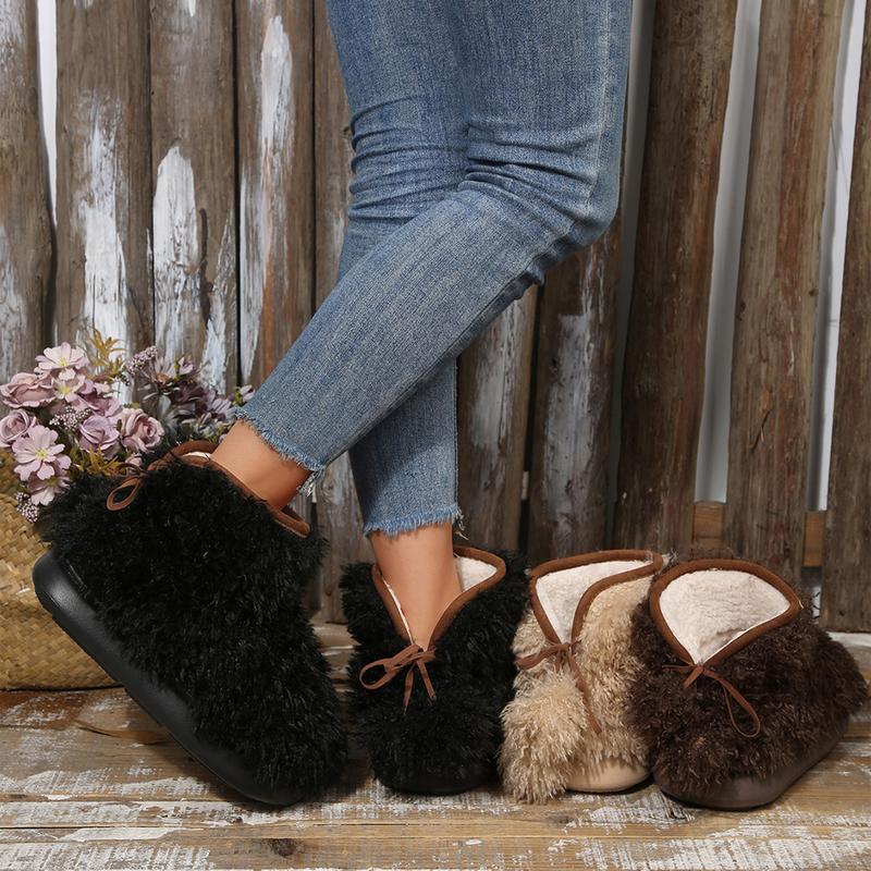 Womens Cozy Fuzzy Ankle Snow Boot Fleece Slippers for Indoor and Outdoor Wear Winter Warm Mini Boots Shoes Springfresh