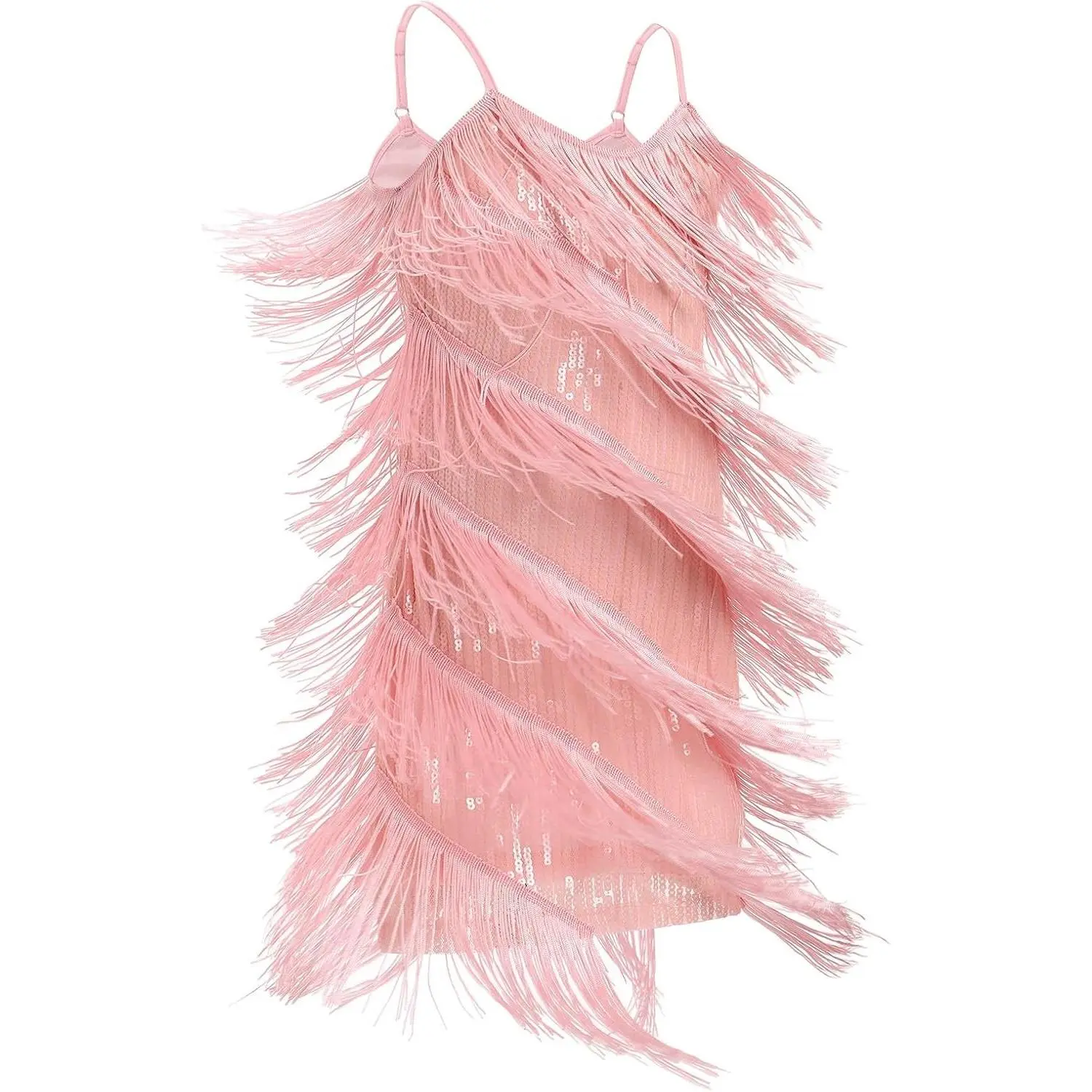 Kids Girls' 1920s Gatsby Backless Flapper Dress with Sequined Fringe, Tassel Accents - Latin Ballroom Dance, Halloween Party Costumes
