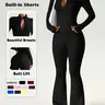 Women's Sporty Two-Piece Set, High Waist Yoga Pants & Long Sleeve Jacket, Soft Breathable Fabric, All Seasons Wear, Sport Suit