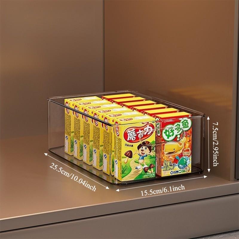 Transparent Plastic Storage Basket, Long Rectangular Organizer Box, Desktop Snack & Miscellaneous Item Holder, Cabinet Drawer Accessory