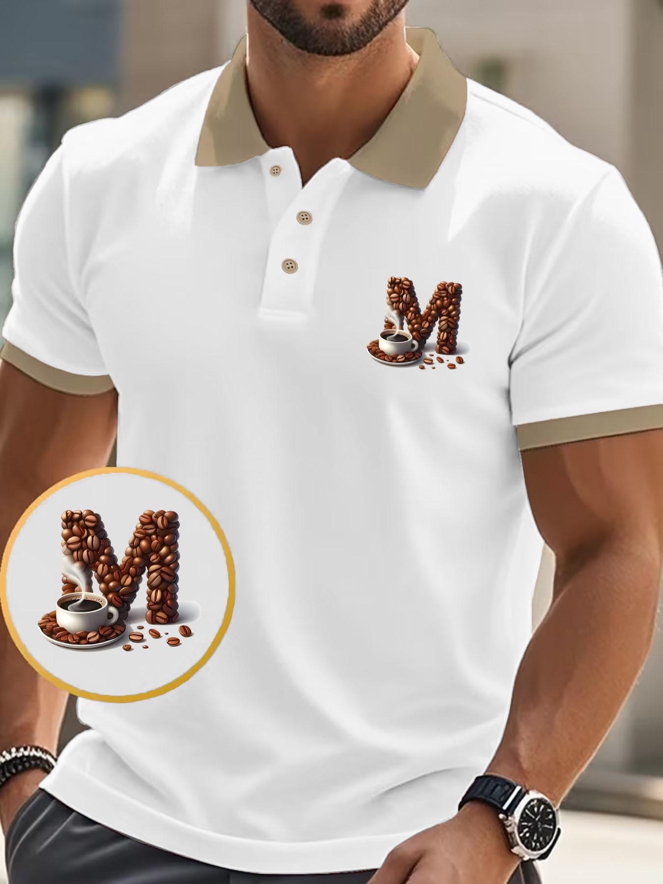 Men's Geometric Print Polo Shirt, Slim-Fitting Casual Business Wear, Short Sleeve, Ideal for Daily Commute, Travel, Gifts