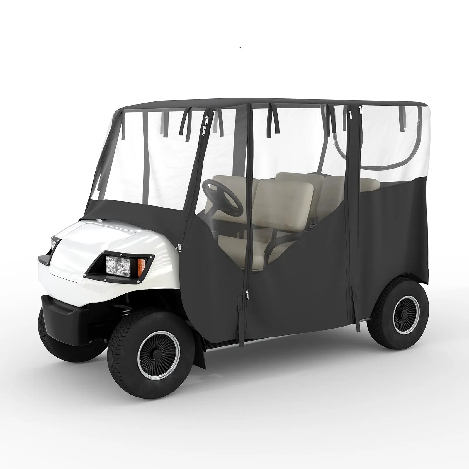 Waterproof Golf Cart Enclosure - 600D Oxford Fabric Heavy-Duty Enclosure, Transparent PVC Windows, Universal Fit for Golf Carts, Transparent Windows