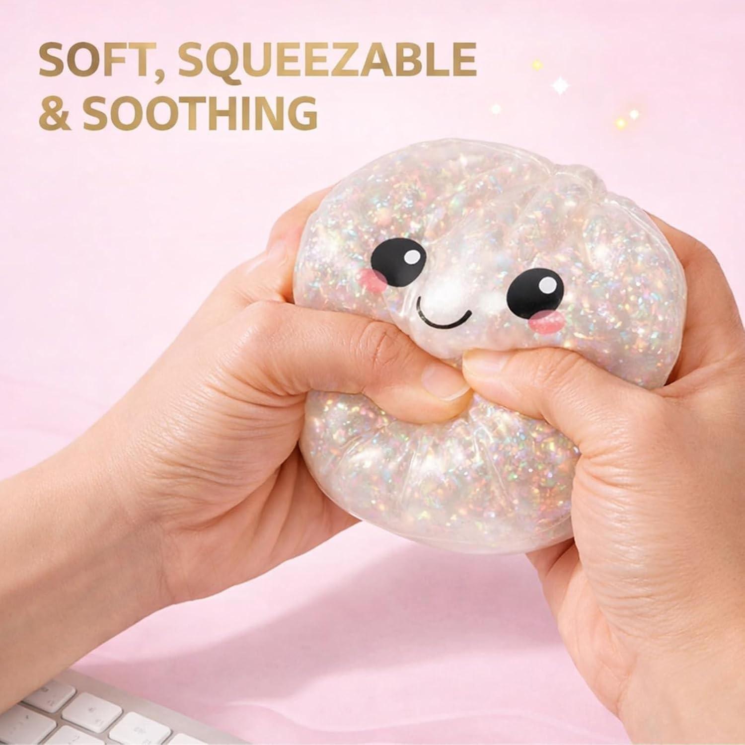 Flashy Dumpling Soft Candy, Random Glitter Box, 4 Color Dumpling Toys, Stress Relief Dough Toy, Giant Glitter Dumplings, More Surprises, One Piece