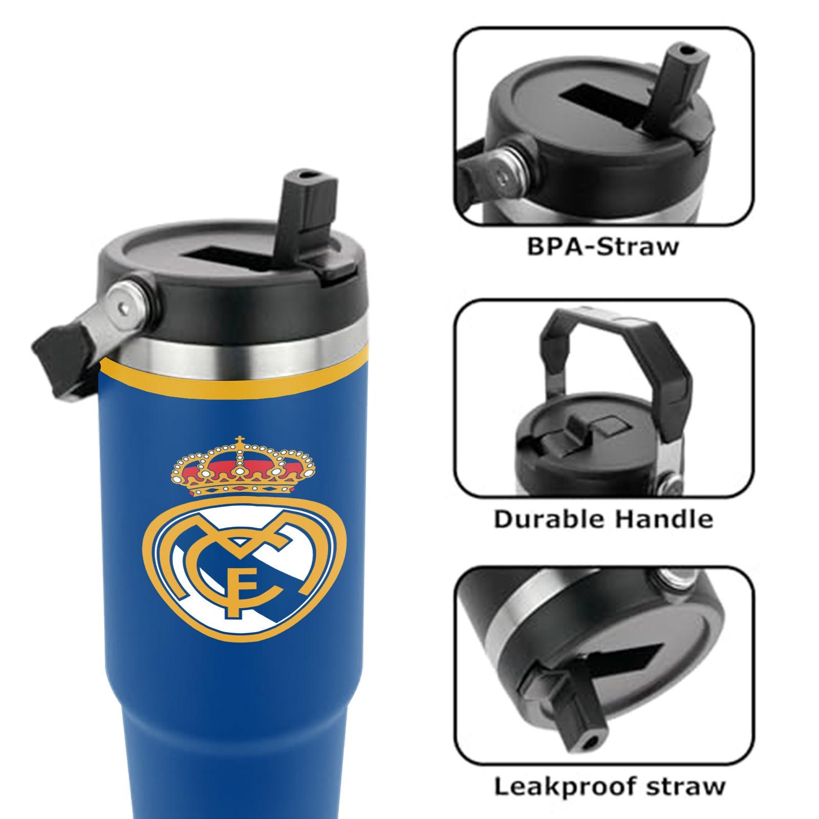1 Pc Thermal Mug 30oz Skinny Tumbler With Handle And Lid, Double Wall Vacuum Cup, Leak Proof Insulated Mug, Keeps Hot 12 Hours Cold 24 Hours, Royal Style Fan Travel Mug For Coffee Tea, Gift For Men Women Sports Fans Holiday Premium Use