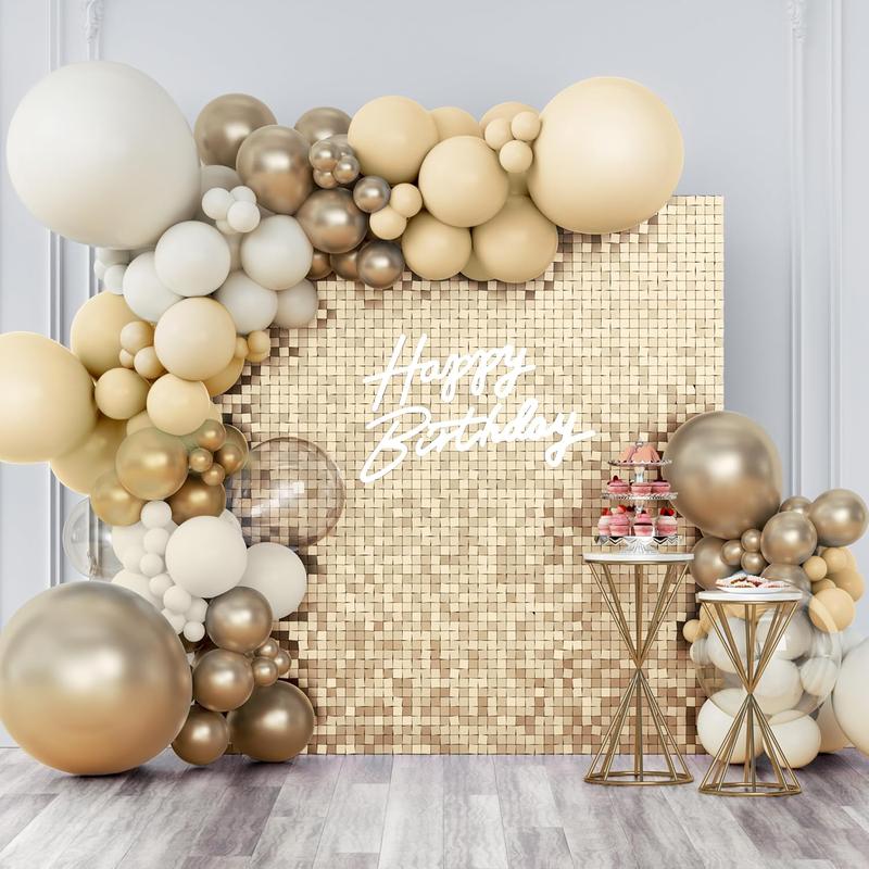 24/30/36/49pcs Large Shimmer Wall Backdrop Gold Square Glitter Panels DIY Wedding Anniversary Birthday Party Backdrop Decoration Photo Props Led Banners with Sequins and Ornaments